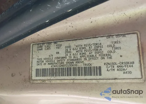 1996 Toyota Tacoma Xtracab from USA, damaged, VIN 4TAVL52N0TZ150639